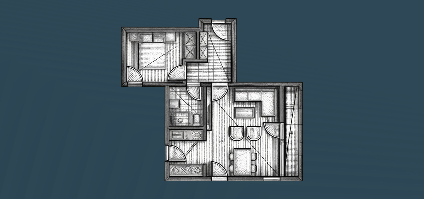 Floor plan — S14, first floor, one-bedroom apartment